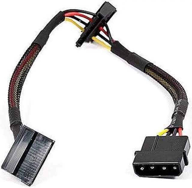 Alt view image 4 of 10 - Monoprice 12-inch 4-pin MOLEX Male to 2x 15-pin SATA II Female Power Cable w/Net Jacket