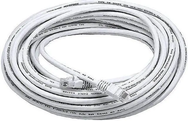 Alt view image 6 of 19 - Monoprice Cat6 Ethernet Patch Cable - Network Internet Cord - RJ45, Stranded, 550Mhz, UTP, Pure Bare Copper Wire, 24AWG, 50ft, White