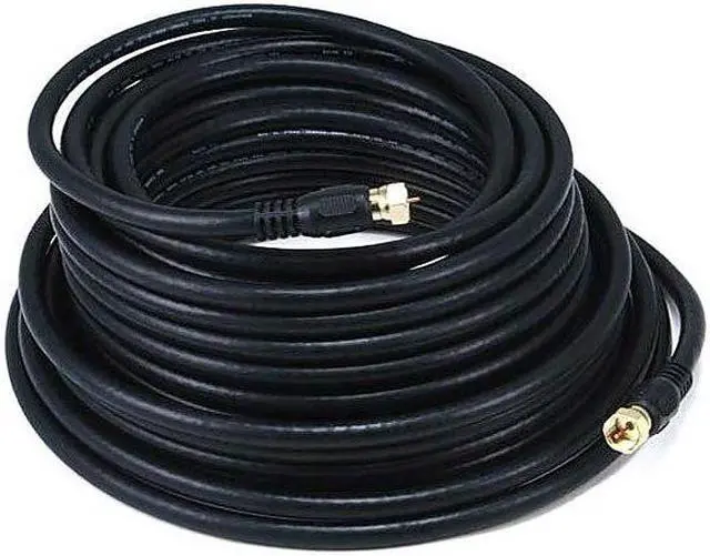 Alt view image 5 of 11 - Monoprice 50ft RG6 (18AWG) 75Ohm, Quad Shield, CL2 Coaxial Cable with F Type Connector - Black