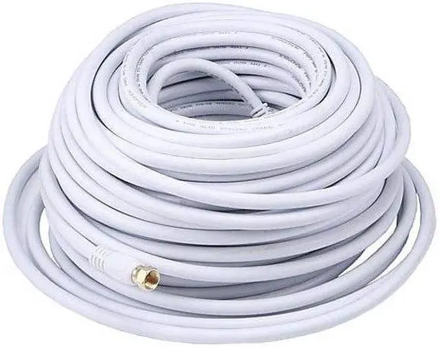 Alt view image 3 of 4 - Monoprice 100ft RG6 (18AWG) 75Ohm, Quad Shield, CL2 Coaxial Cable with F Type Connector - White