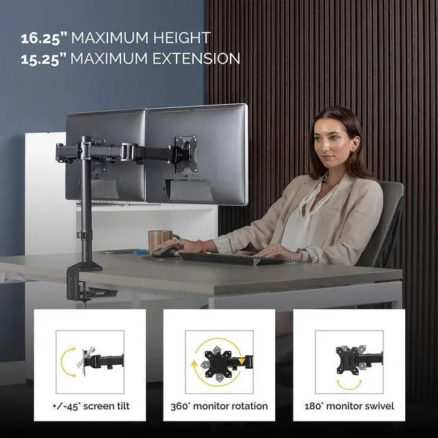Alt view image 9 of 13 - FELLOWES 8502601 Reflex Dual Monitor Arm