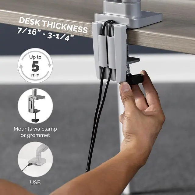 Alt view image 4 of 20 - Fellowes Platinum Series Adjustable Dual Monitor Arm Up to 32" Silver 8056501