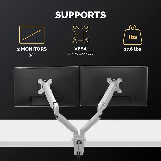 Alt view image 2 of 20 - Fellowes Platinum Series Adjustable Dual Monitor Arm Up to 32" Silver 8056501