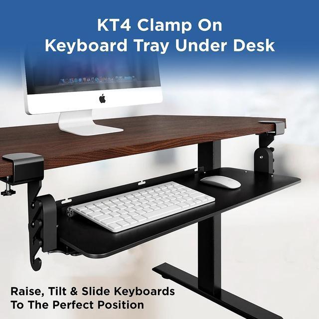 Alt view image 2 of 7 - KT4 Clamp On Keyboard Tray Under Desk Slide -Height and Tilt Adjustable Keyboard Tray Desktop Under Desk Keyboard Tray Slide Out computer keyboard stand for desktop keyboard drawer under desk