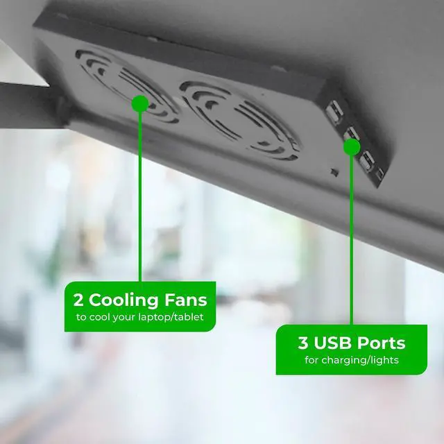 Alt view image 11 of 14 - WorkEZ Executive Laptop Cooling Stand Adjustable Laptop Desk for Bed foldable laptop stand with FAN USB Ports computer lap desk for laptop holder for bed laptop table ergonomic laptop stand for bed