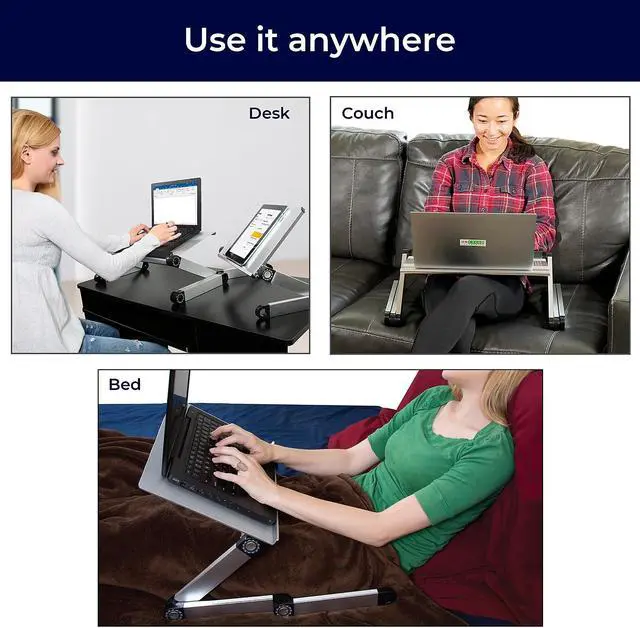 Alt view image 13 of 14 - WorkEZ Executive Laptop Cooling Stand Adjustable Laptop Desk for Bed foldable laptop stand with FAN USB Ports computer lap desk for laptop holder for bed laptop table ergonomic laptop stand for bed