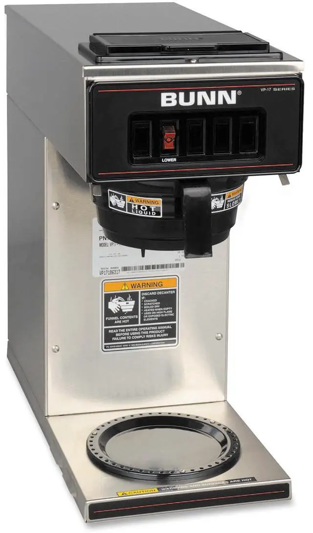 Main image of BUNN 12-Cups Stainless Pourover Coffee Brewer With 1 Lower Warmer (13300.0001)