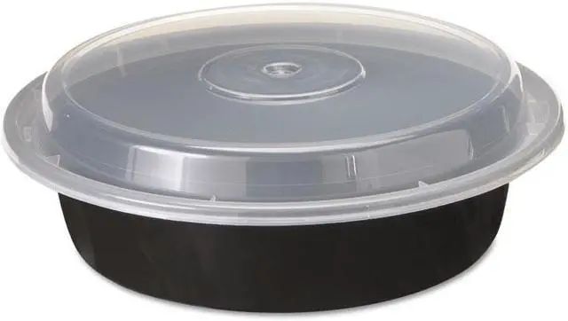 Main image of Pactiv VERSAtainers 1-Comp Black/Clear 24oz 7"dia 150/Carton NC723B