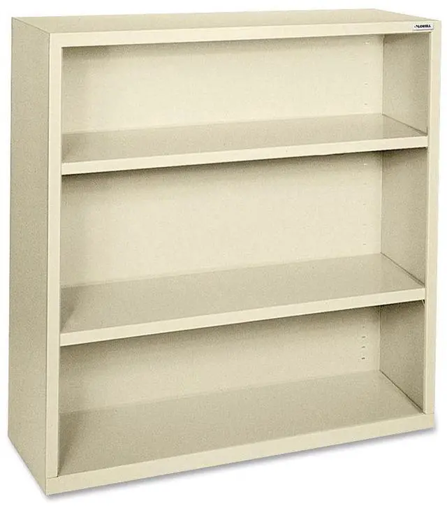 Alt view image 2 of 9 - Lorell Steel Bookcase 3-Shelf 34-1/2"x13"x42" Putty 41284
