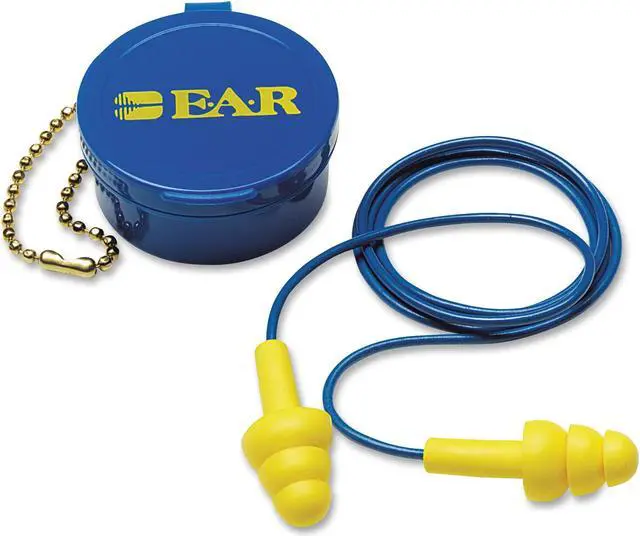 Alt view image 2 of 6 - E·A·R UltraFit Multi-Use Earplugs, Corded, 25NRR, Yellow/Blue, 50 Pairs