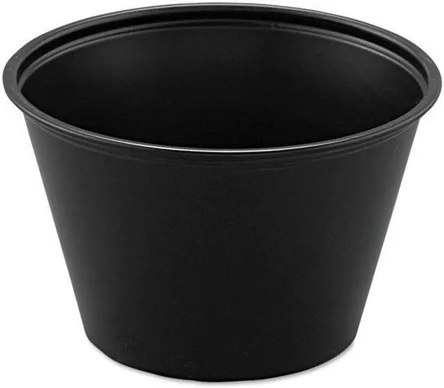 Main image of SOLO Polystyrene Portion Cups 4oz Black 250/Bag 10 Bags/Carton P400BLK