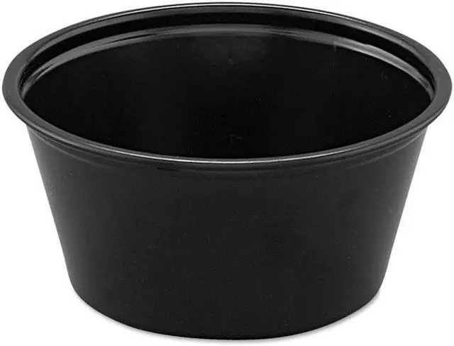 Main image of SOLO Polystyrene Portion Cups 2oz Black 250/Bag 10 Bags/Carton P200BLK