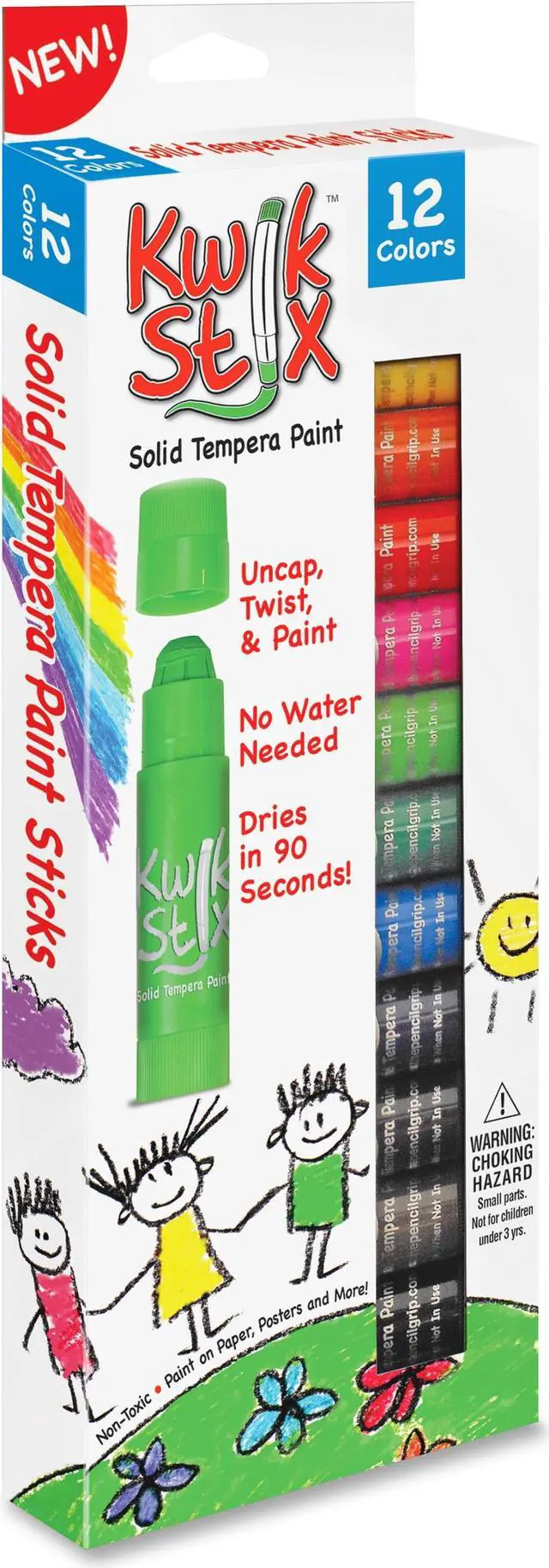 Alt view image 4 of 10 - The Pencil Grip Kwik Stix Solid Tempera Paint Sticks 12/PK Ast 602