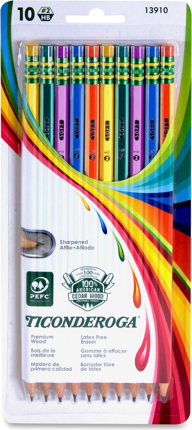 Alt view image 2 of 8 - Dixon Ticonderoga Wood-Cased Pencils, #2 HB, Presharpened, Striped Barrels, Box of 10 (13910)