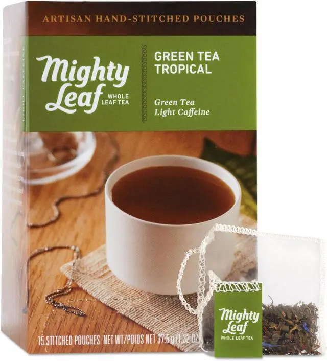 Alt view image 5 of 5 - Mighty Leaf Tea Whole Leaf Tea Pouches, Green Tea Tropical, 15/Box 510138