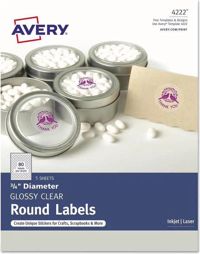Alt view image 7 of 10 - Avery Printable Self-Adhesive Permanent 3/4" Round ID Labels 3/4"dia. Clear 400/Pk 4222