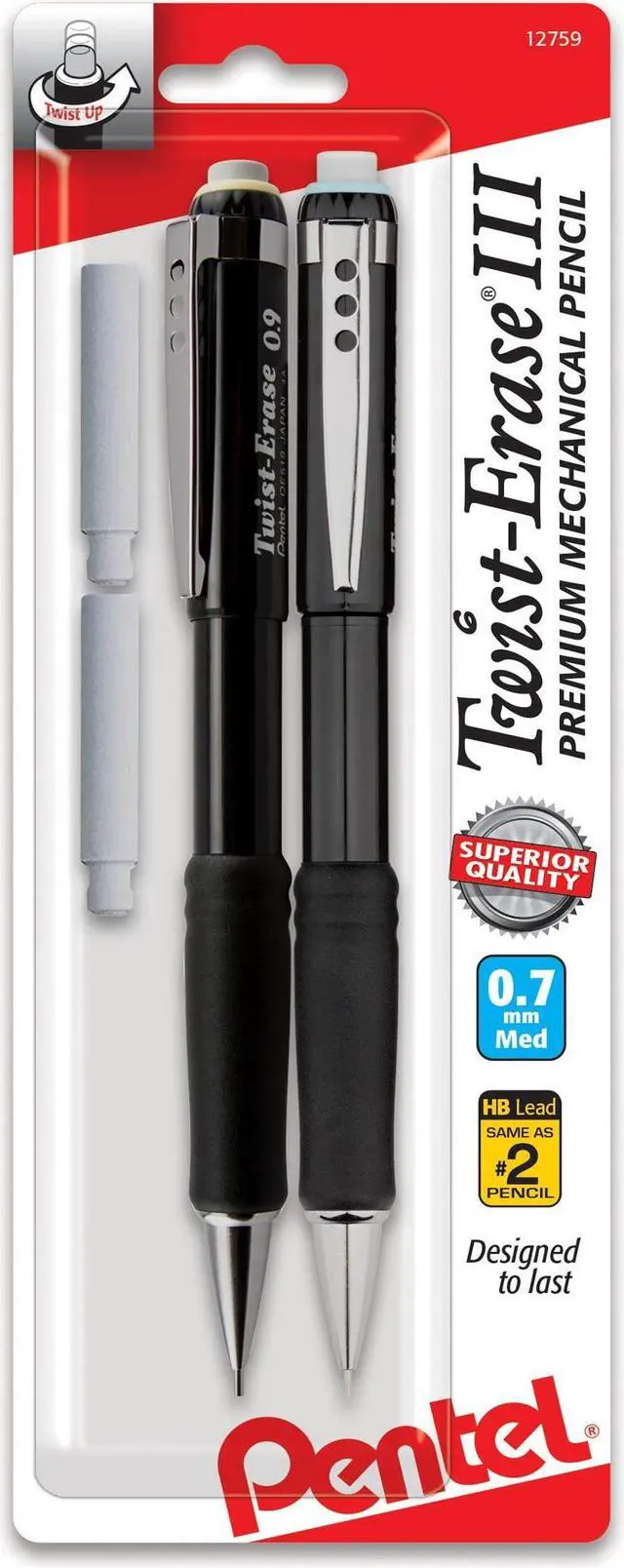 Alt view image 4 of 10 - Twist-Erase III Mechanical Pencil, 0.7 mm, Assorted Colors, 2/Pack