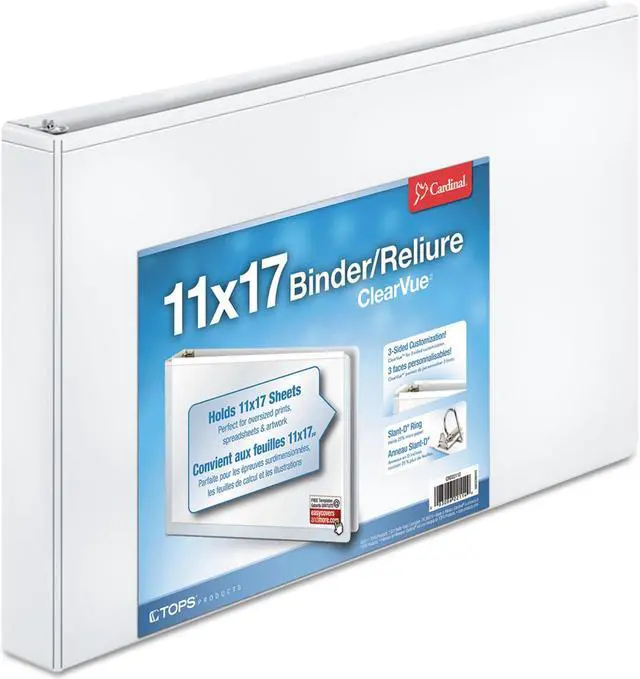 Alt view image 7 of 10 - Cardinal 11 x 17 ClearVue Slant-D Ring Binder 1" Cap White 22112