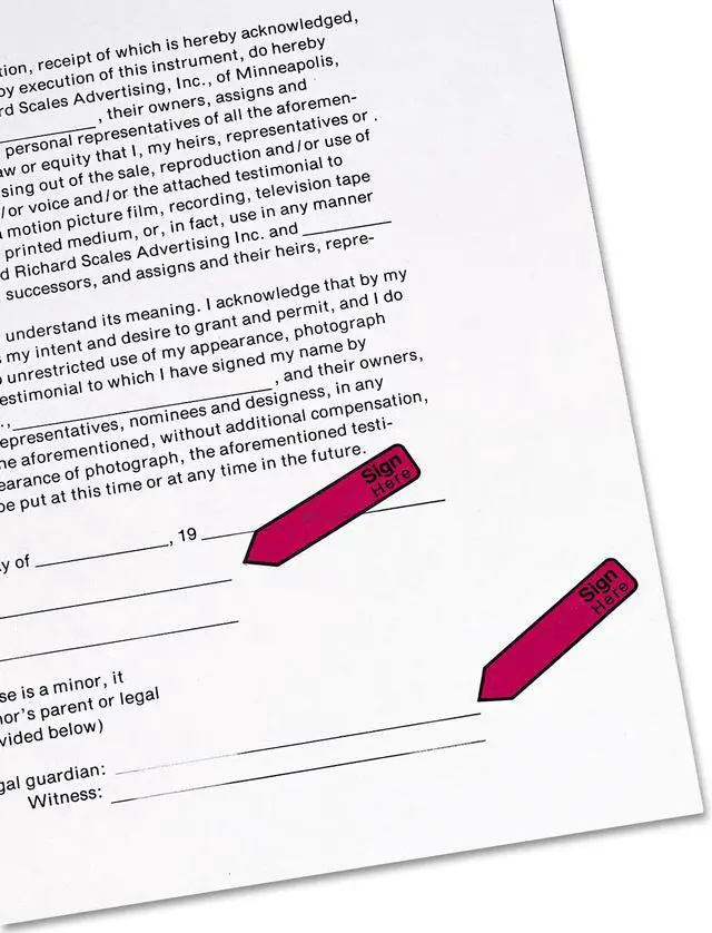 Alt view image 2 of 13 - Post-it Arrow Message 1/2" Page Flags in Dispenser "Sign Here" Red 80/Pack