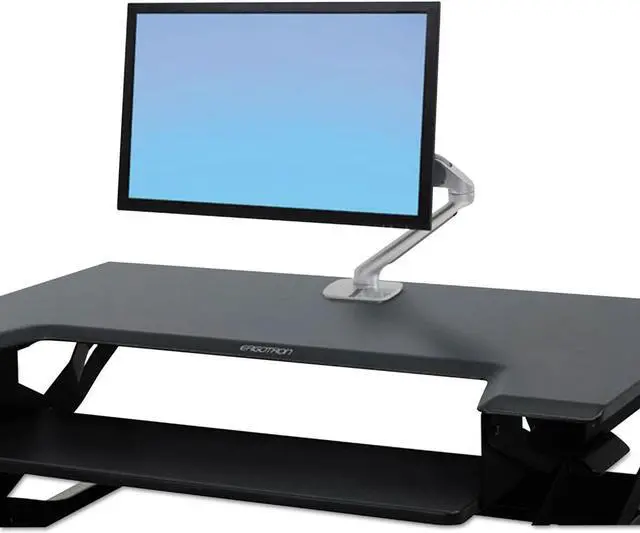 Alt view image 16 of 20 - Ergotron 33-397-085 WorkFit-T, Standing Desk Workstation (Black with Grey Surface)
