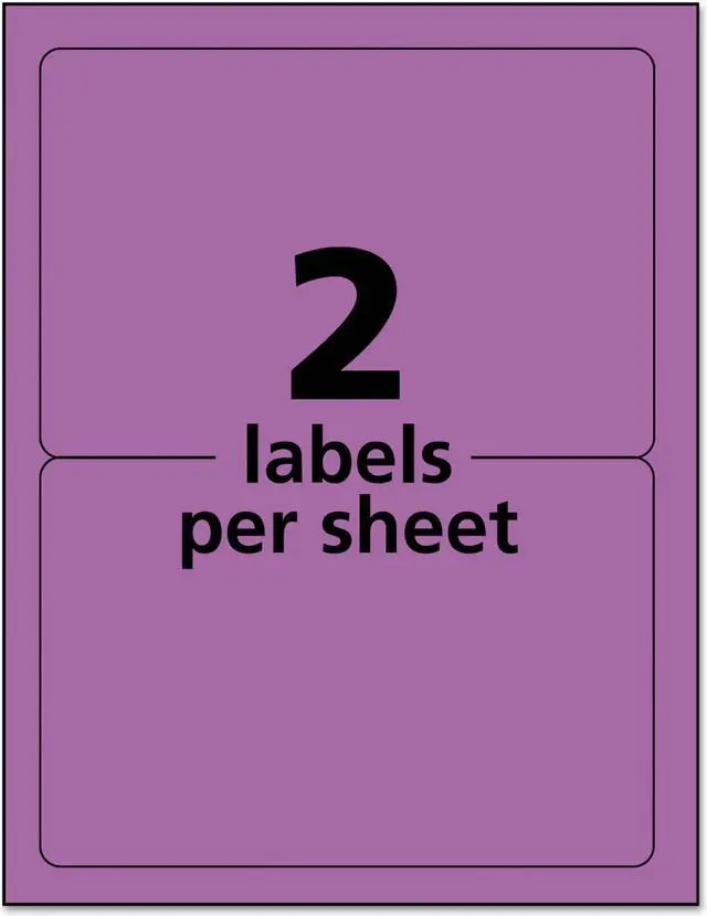 Alt view image 11 of 15 - Avery Neon Shipping Label Laser 5 1/2 x 8 1/2 Neon Magenta 200/Box 5948