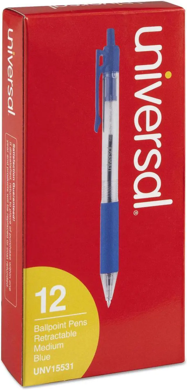 Alt view image 11 of 15 - UNIVERSAL Economy Retractable Ballpoint Pen Blue Ink Clear 1mm Dozen 15531