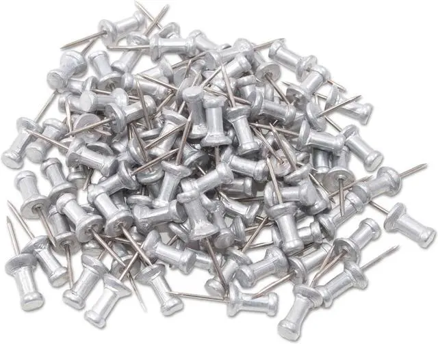 Alt view image 5 of 6 - Gem Aluminum Head Push Pins, Aluminum, Silver, 1/2", 100/Box CPAL4