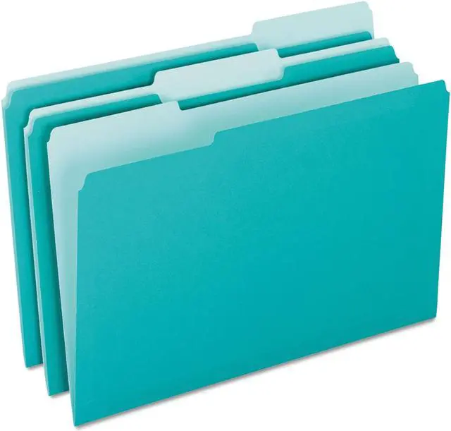 Alt view image 2 of 4 - Pendaflex Interior File Folders 1/3 Cut Top Tab Letter Aqua 100/Box 421013AQU