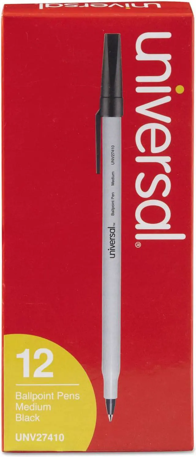 Main image of UNIVERSAL Economy Ballpoint Stick Oil-Based Pen Black Ink Medium Dozen 27410