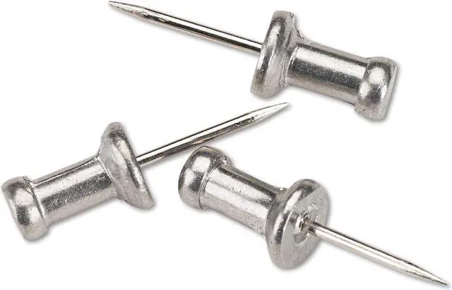 Main image of Gem Aluminum Head Push Pins, Aluminum, Silver, 1/2", 100/Box CPAL4