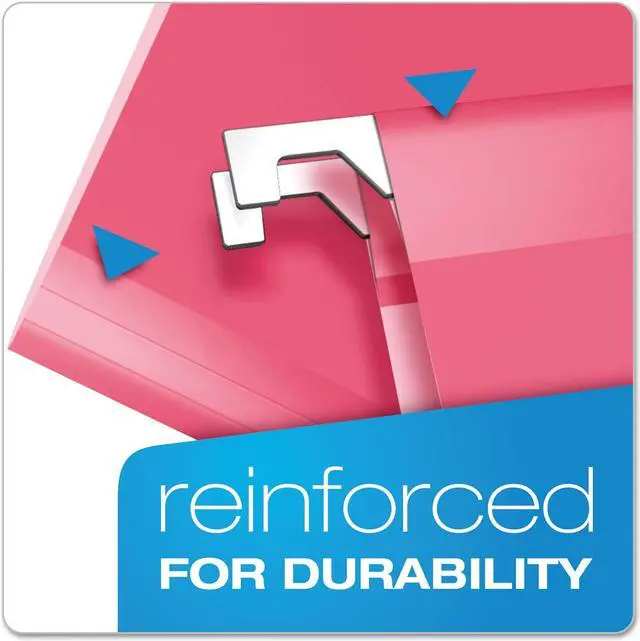 Alt view image 13 of 15 - Pendaflex Reinforced Hanging Folders 1/5 Tab Letter Pink 25/Box 415215PIN