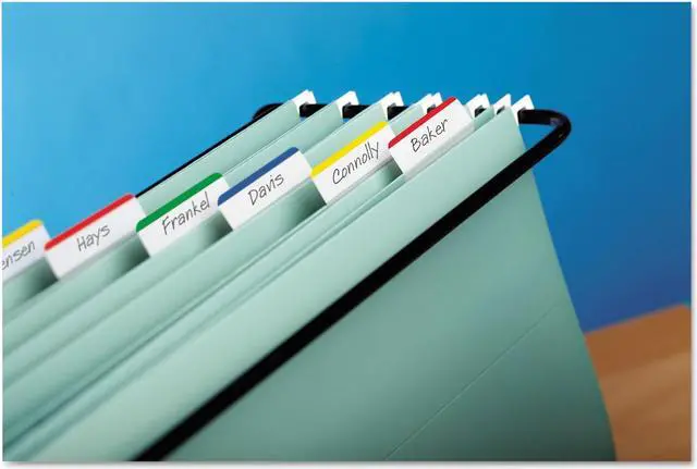 Alt view image 20 of 20 - 3M 686A1 Hanging File Tabs  Blue/Green/Red/Yellow  6 Flags/Color  24 Flags Pack