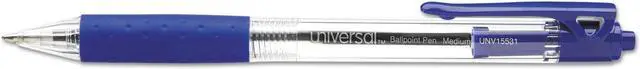 Alt view image 10 of 15 - UNIVERSAL Economy Retractable Ballpoint Pen Blue Ink Clear 1mm Dozen 15531