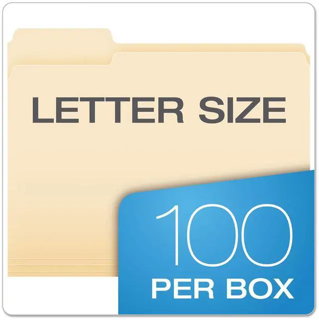Alt view image 13 of 14 - Pendaflex Essentials File Folders 1/3 Cut First Position Top Tab Letter Manila 100/Box 752131