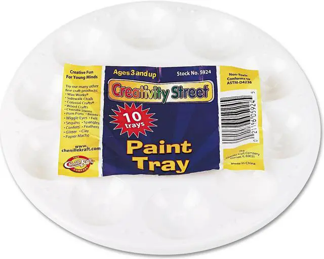 Alt view image 11 of 11 - Round Plastic Paint Trays for Classroom, White, 10/Pack