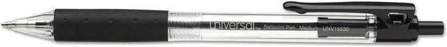 Alt view image 2 of 14 - UNIVERSAL Economy Retractable Ballpoint Pen Black Ink Clear 1mm Dozen 15530