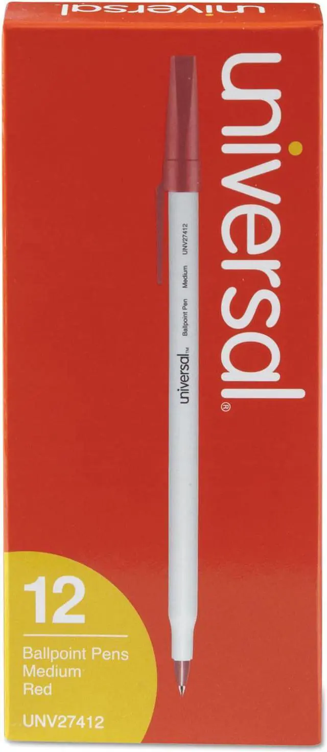 Alt view image 2 of 13 - UNIVERSAL Economy Ballpoint Stick Oil-Based Pen Red Ink Medium Dozen 27412