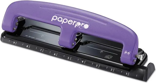 Alt view image 2 of 5 - Accentra 2105 12-Sheet Capacity Compact Three-Hole Punch, Rubber Base, Purple-Black