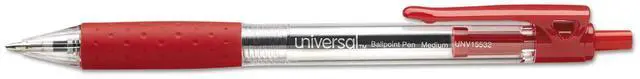 Alt view image 10 of 15 - UNIVERSAL Economy Retractable Ballpoint Pen Red Ink Clear 1mm Dozen 15532