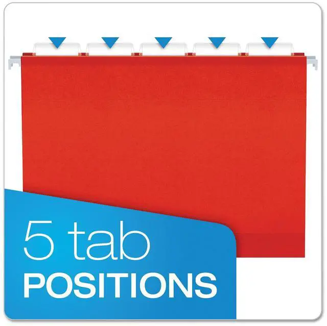 Alt view image 12 of 14 - Pendaflex Reinforced 2" Extra Capacity Hanging Folders 1/5 Tab Letter Red 25/Box 4152X2RED