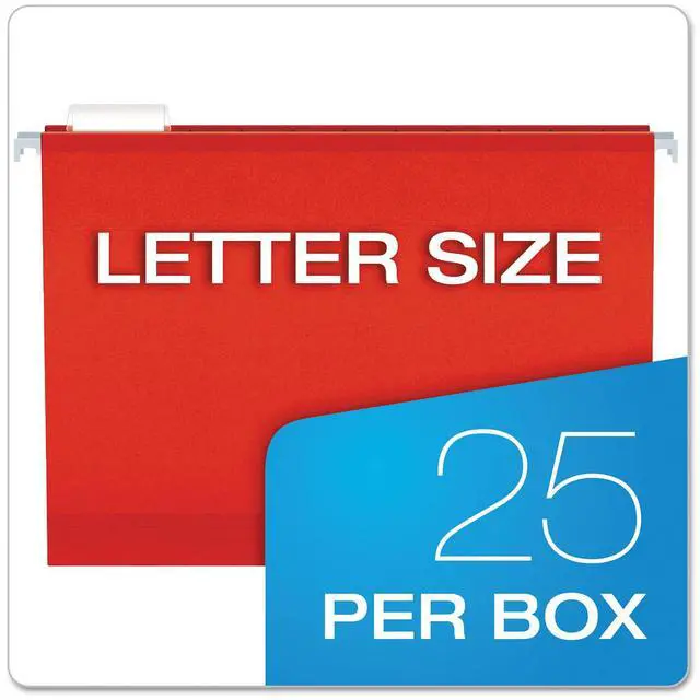 Alt view image 13 of 14 - Pendaflex Reinforced 2" Extra Capacity Hanging Folders 1/5 Tab Letter Red 25/Box 4152X2RED