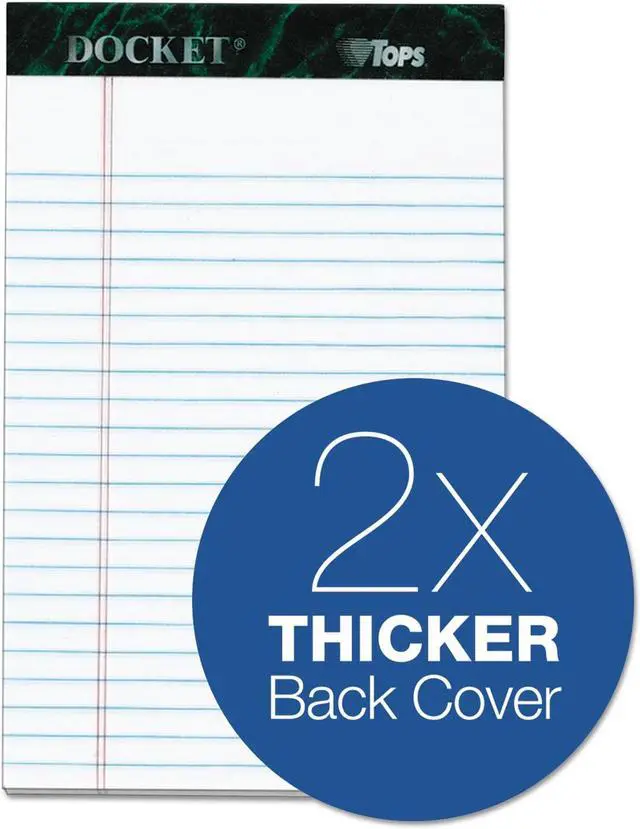 Alt view image 5 of 19 - TOPS Docket Ruled Perforated Pads 5 x 8 Narrow White 50 Sheets 6/Pack 63366