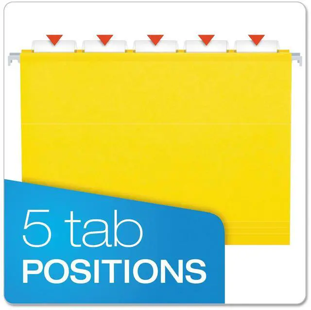 Alt view image 12 of 14 - Pendaflex Reinforced 2" Extra Capacity Hanging Folders 1/5 Tab Letter Yellow 25/Box 4152X2YEL