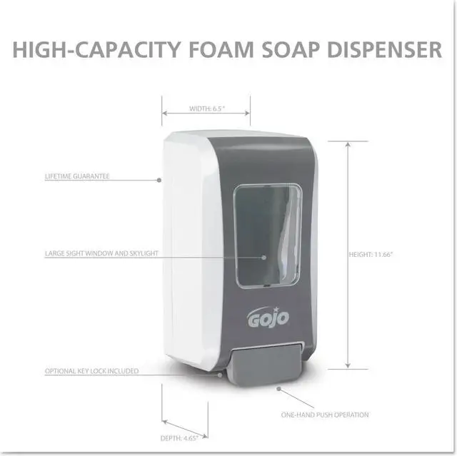 Alt view image 14 of 20 - FMX-20 2000mL Foam Soap Dispenser, Push-Style, White/Gray GOJO 5270-06