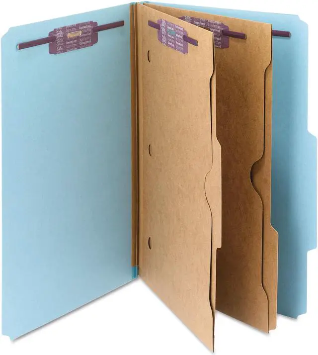 Alt view image 11 of 13 - Smead Pressboard Folders with Two Pocket Dividers Legal Six-Section Blue 10/Box 19081