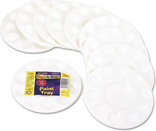 Alt view image 10 of 11 - Round Plastic Paint Trays for Classroom, White, 10/Pack