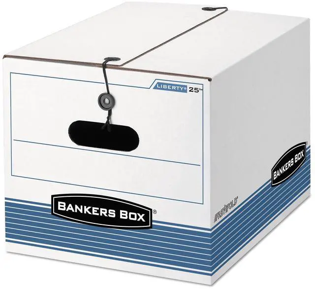 Alt view image 11 of 20 - Bankers Box STOR/FILE Extra Strength Storage Box Letter/Legal White/Blue 12/Carton 00025