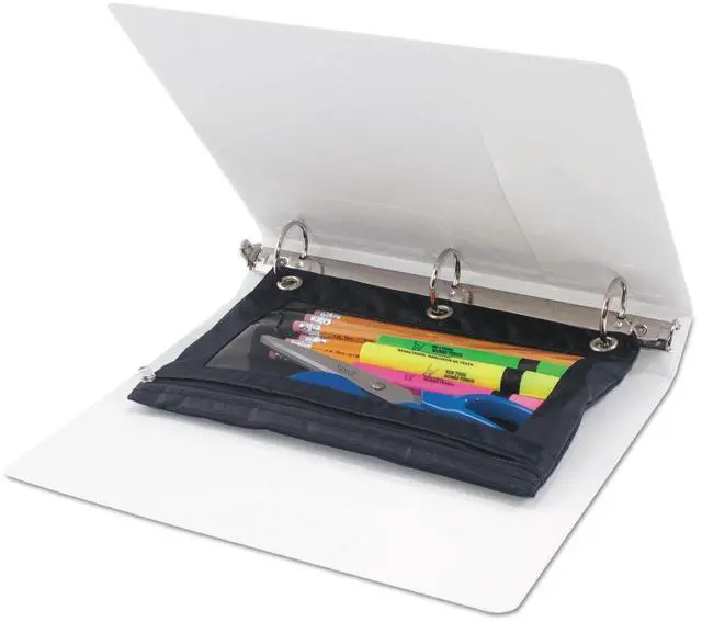 Alt view image 7 of 8 - Advantus Binder Pencil Pouch 10 x 7 3/8 Black/Clear 3/Pack 63067