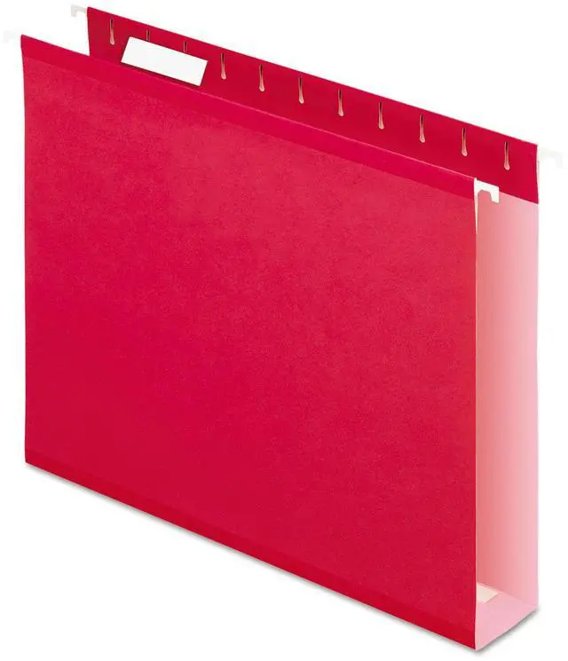 Main image of Pendaflex Reinforced 2" Extra Capacity Hanging Folders 1/5 Tab Letter Red 25/Box 4152X2RED