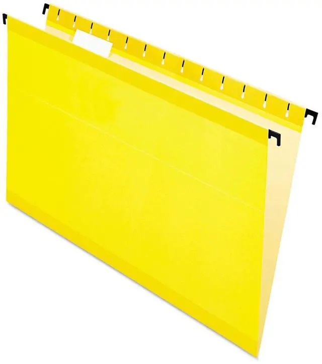Main image of Pendaflex 615315YEL Poly Laminate Hanging Folders, Legal, 1/5 Tab, Yellow, 20/Box, 1 Box